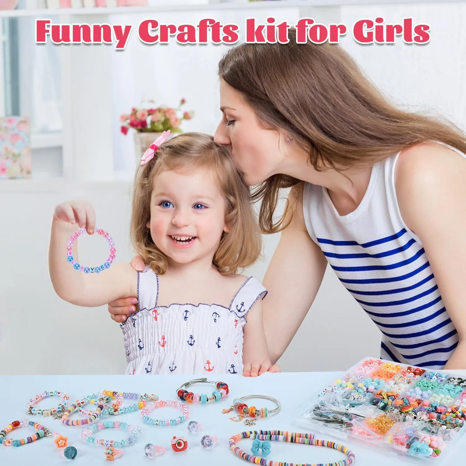 3200 Pcs Unicorn Jewelry Activity Kit,Clay Beads Bracelet Making Kit,Flat College Style Beading for Friendship Jewelry Making,Crystal Time Gem Ring Gifts,Diy Crafts for Teen Girls