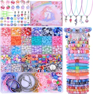 3200 Pcs Unicorn Jewelry Activity Kit,Clay Beads Bracelet Making Kit,Flat College Style Beading for Friendship Jewelry Making,Crystal Time Gem Ring Gifts,Diy Crafts for Teen Girls