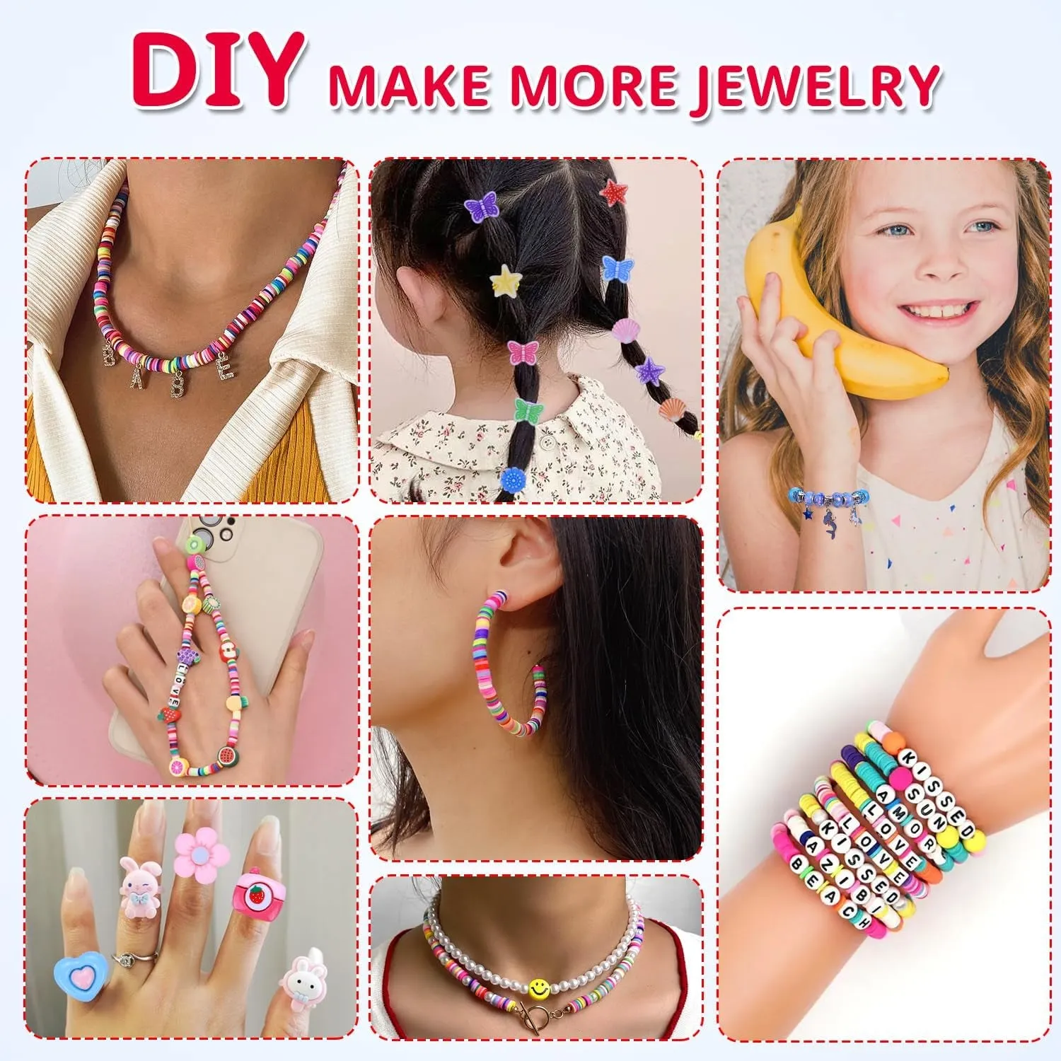 3200 Pcs Unicorn Jewelry Activity Kit,Clay Beads Bracelet Making Kit,Flat College Style Beading for Friendship Jewelry Making,Crystal Time Gem Ring Gifts,Diy Crafts for Teen Girls