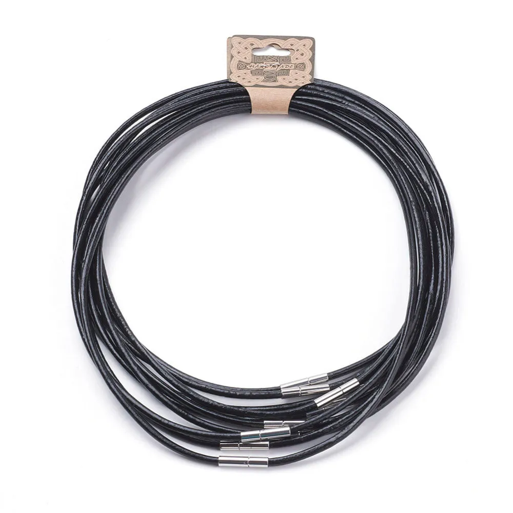 3mm Leather Necklace (46cm) - Black