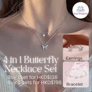4 in 1 Butterfly 925 Necklace Set – Elegant & Timeless