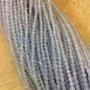 4mm Faceted Clear Light Blue Agate Round/Ball Shaped Beads - 15" Strand (Approximately 95 Beads) - Natural Semi-Precious Gemstone