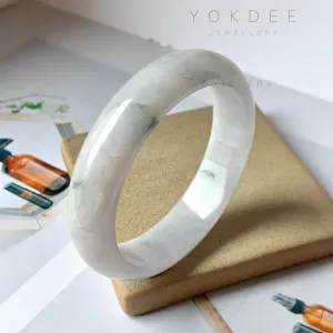53.1 mm A-Grade Natural Lavender Bluish Green Floral Jadeite Modern Round Bangle No.151984