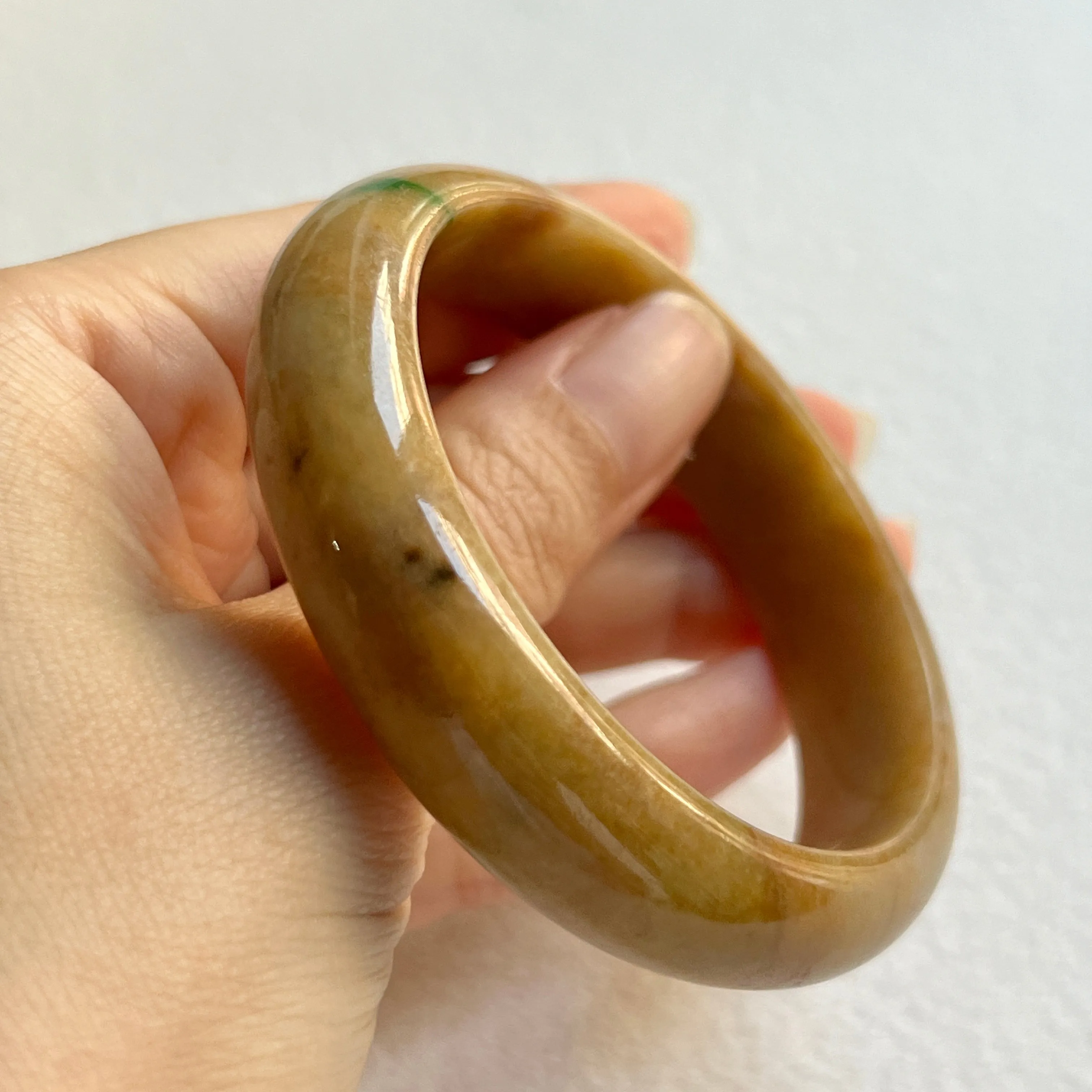 54.5mm A-Grade Natural Brown Jadeite Modern Round Bangle No. 600147