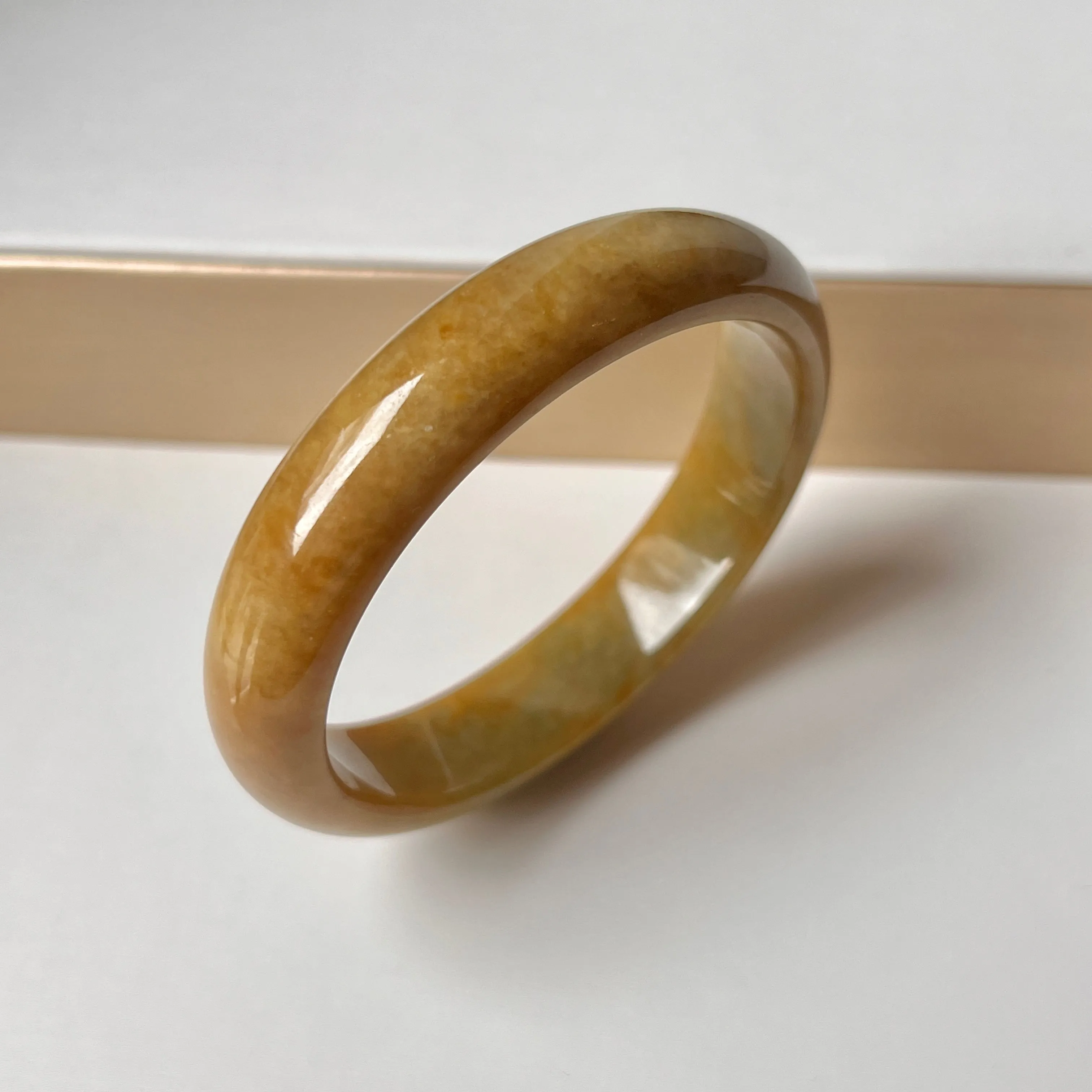 54.8mm A-Grade Natural Russet Jadeite Modern Oval Bangle No. 152008