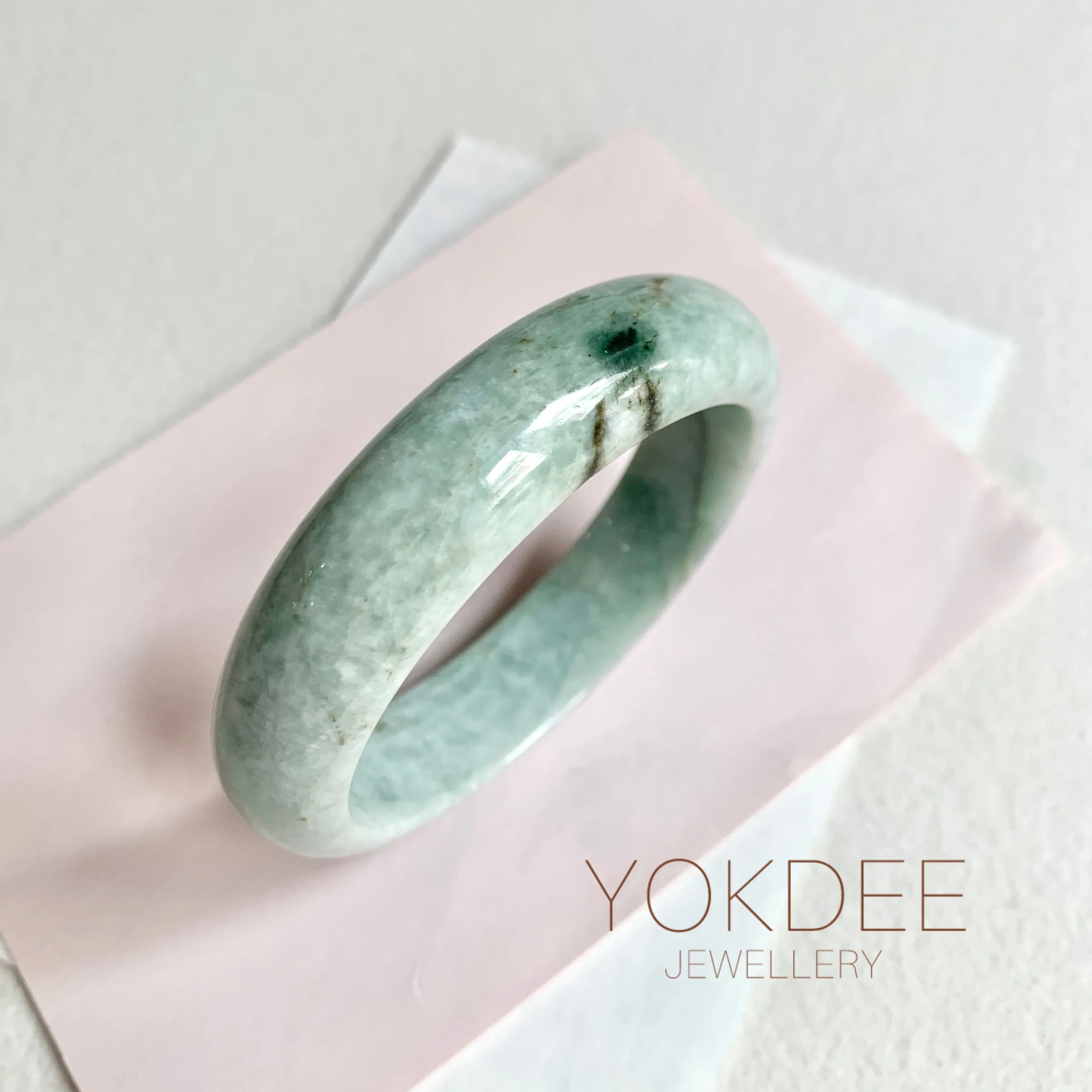 58.3mm A-Grade Natural Light Bluish Green Modern Round Bangle No. 600161