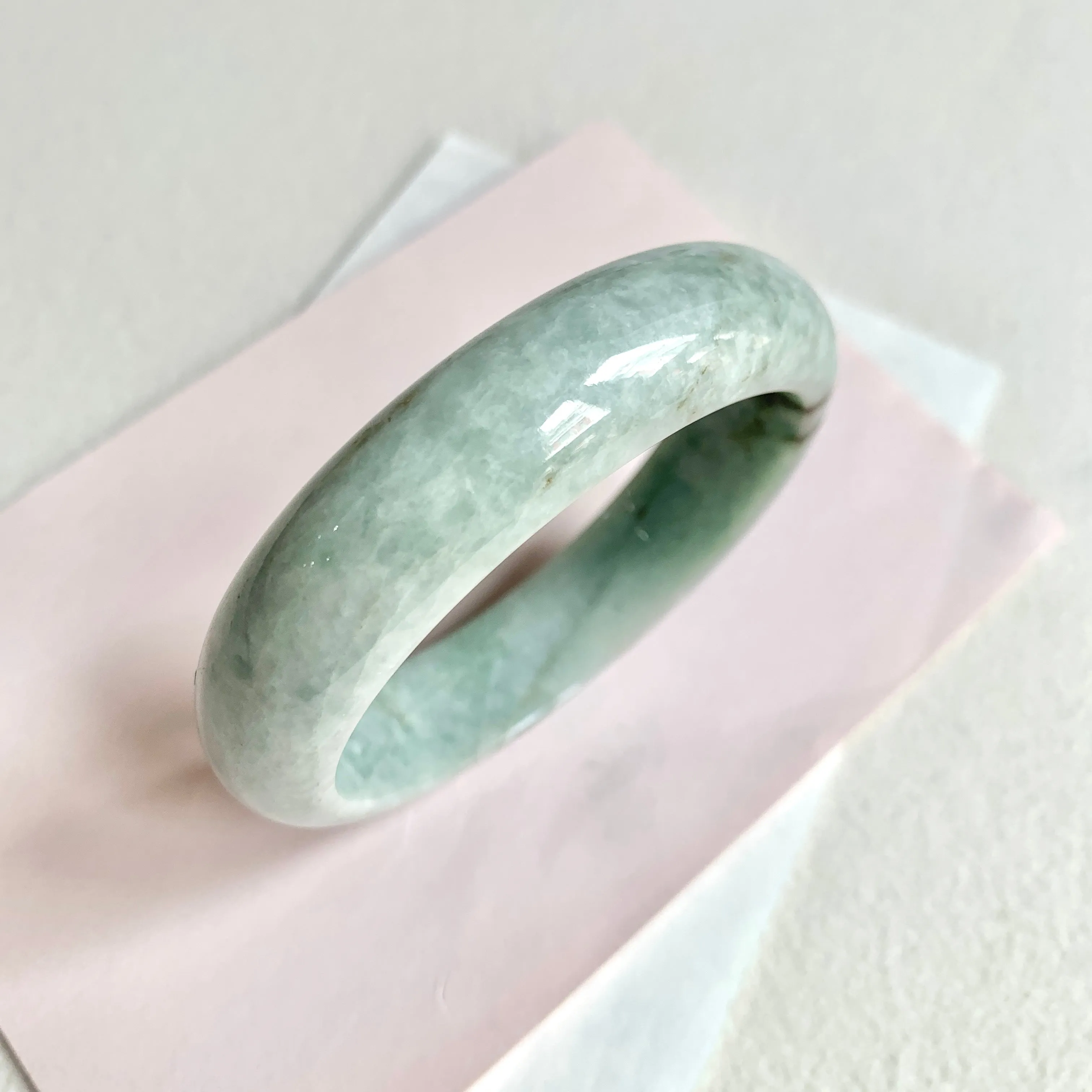 58.3mm A-Grade Natural Light Bluish Green Modern Round Bangle No. 600161