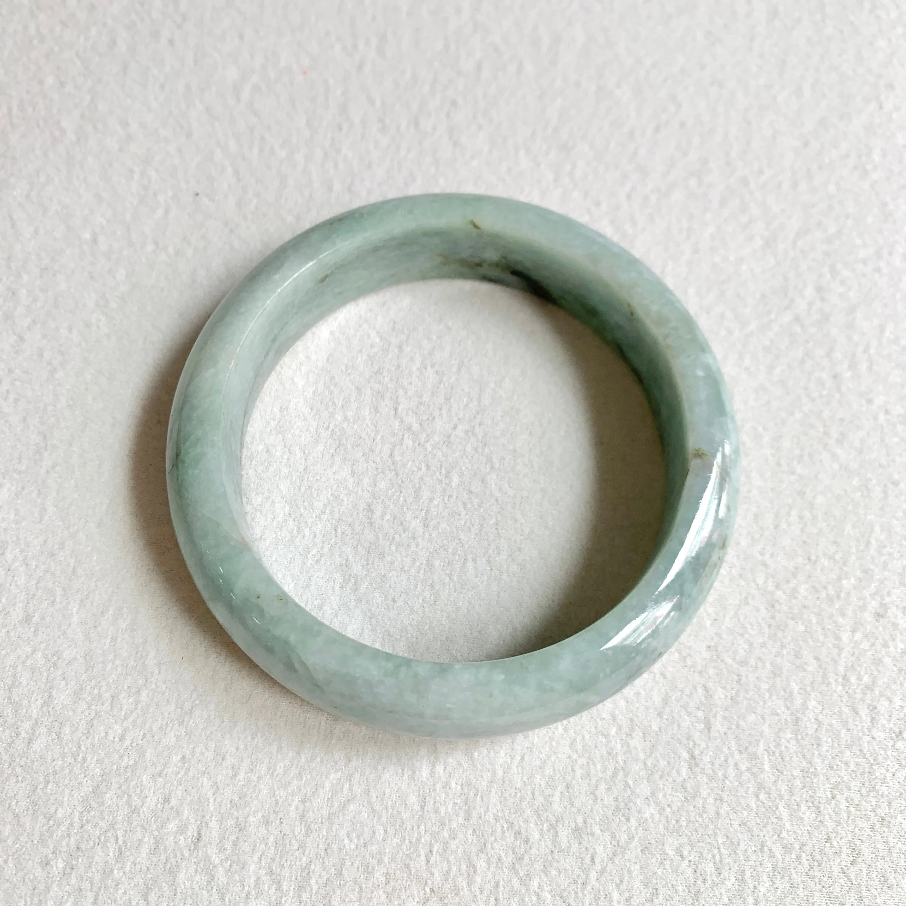 58.3mm A-Grade Natural Light Bluish Green Modern Round Bangle No. 600161