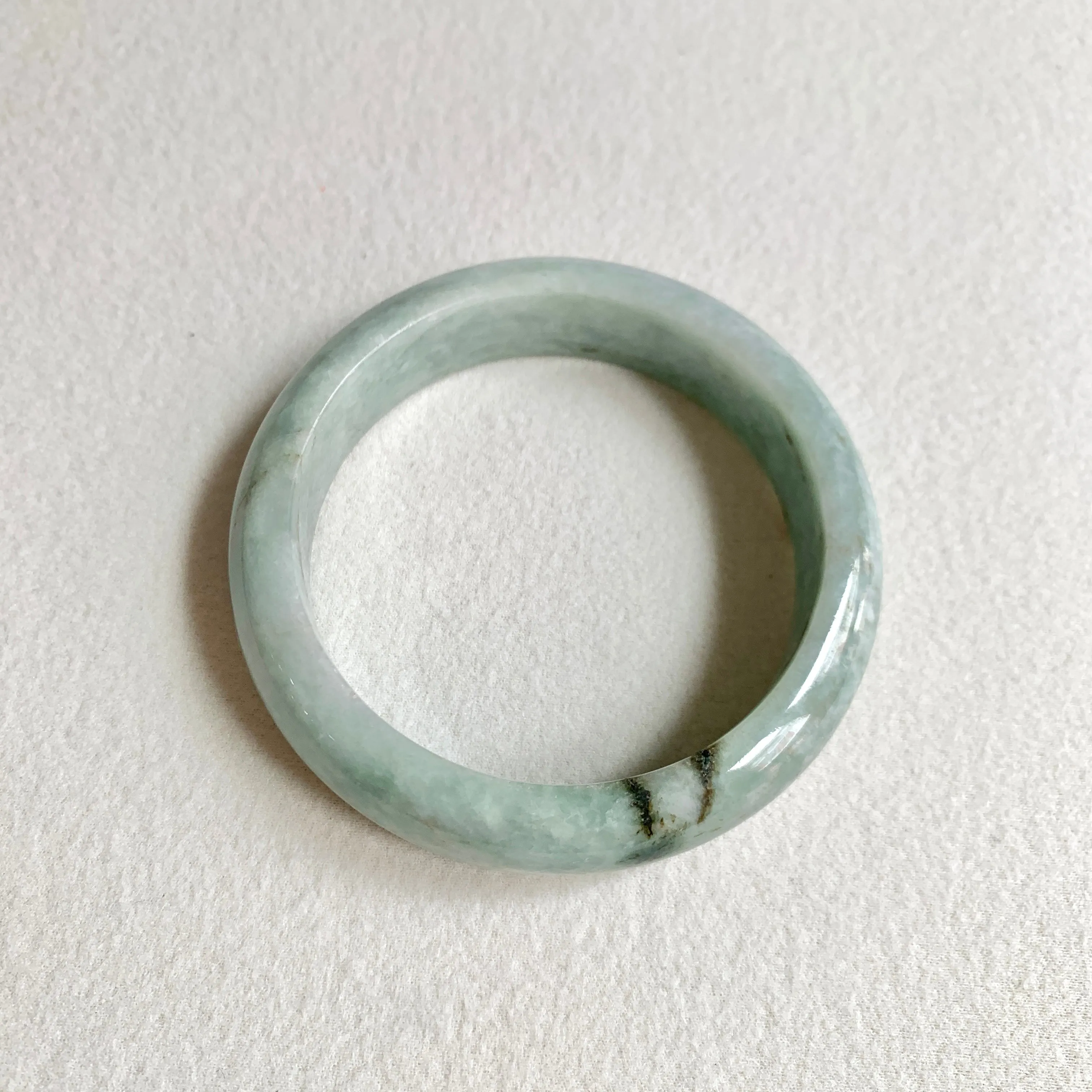58.3mm A-Grade Natural Light Bluish Green Modern Round Bangle No. 600161