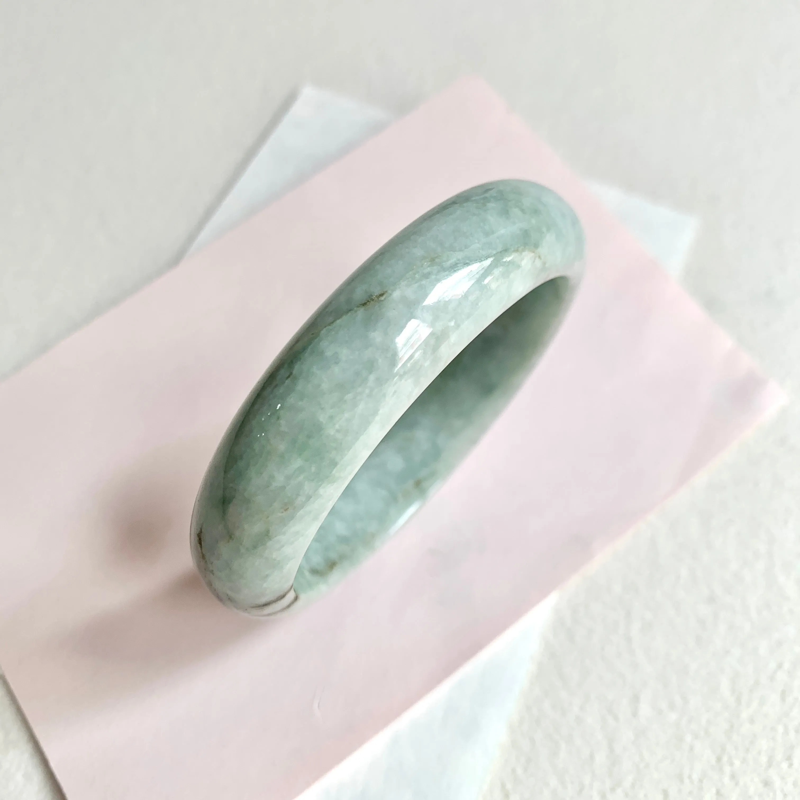58.3mm A-Grade Natural Light Bluish Green Modern Round Bangle No. 600161