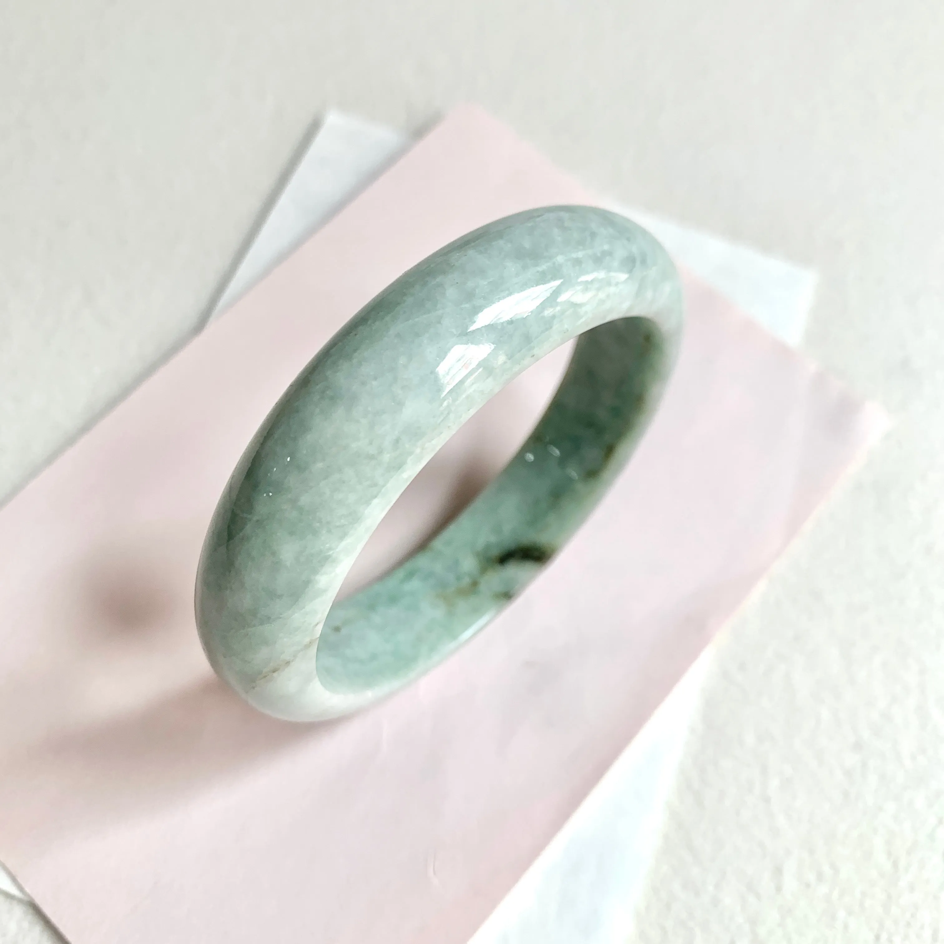 58.3mm A-Grade Natural Light Bluish Green Modern Round Bangle No. 600161