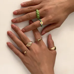 5pcs/set Punk Simple Geometric Beaded Metal Heart Rings Set for Women Girls 2022 Fashion Party Jewelry Vintage Rings anillos