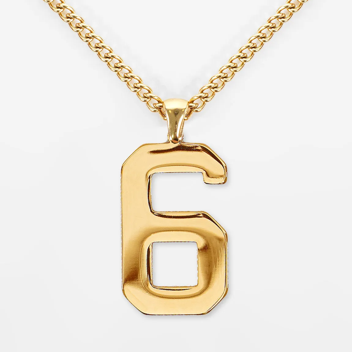 6 Number Pendant with Chain Kids Necklace - Gold Plated Stainless Steel