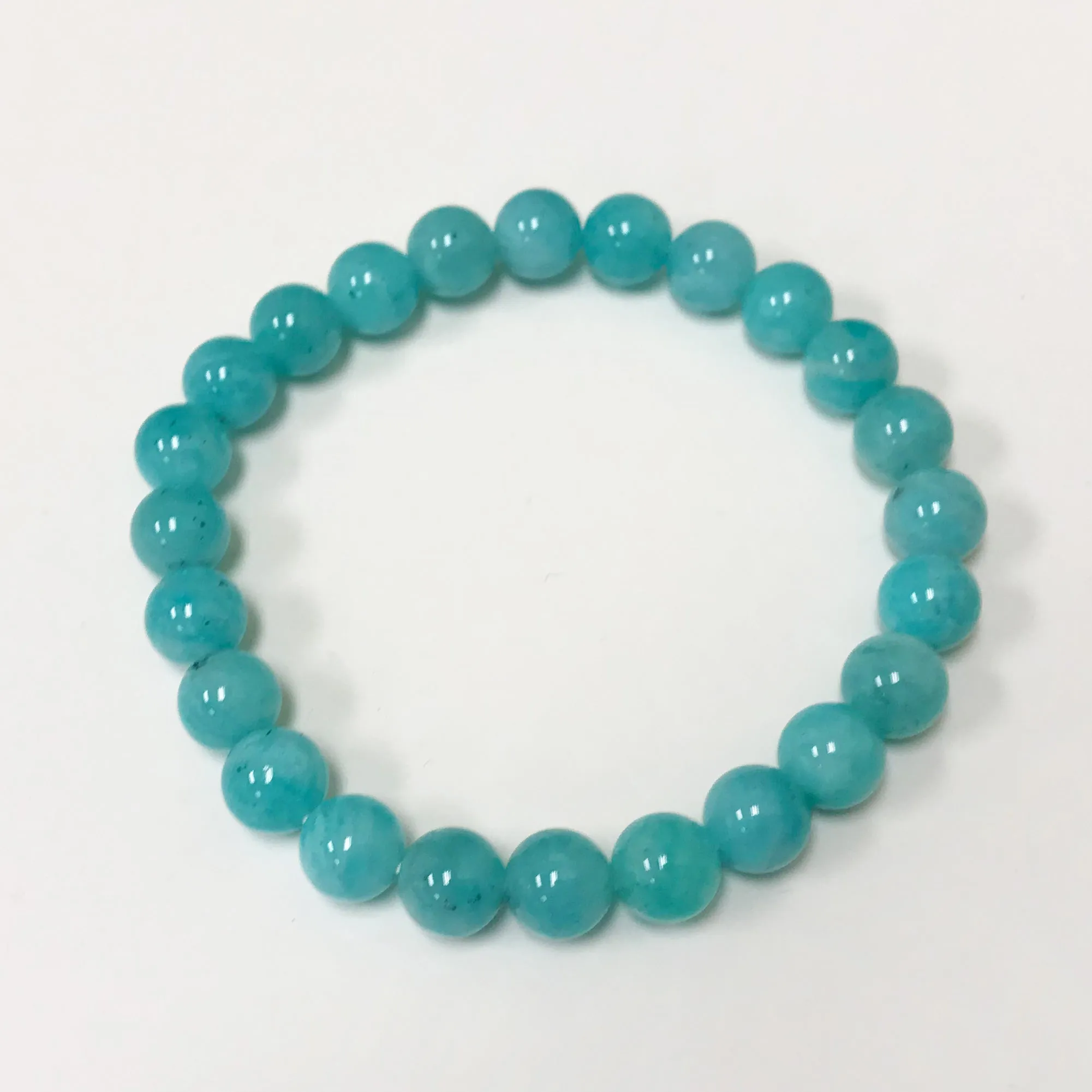 8mm Blue Amazonite Gemstone Unisex Stretch Bracelet