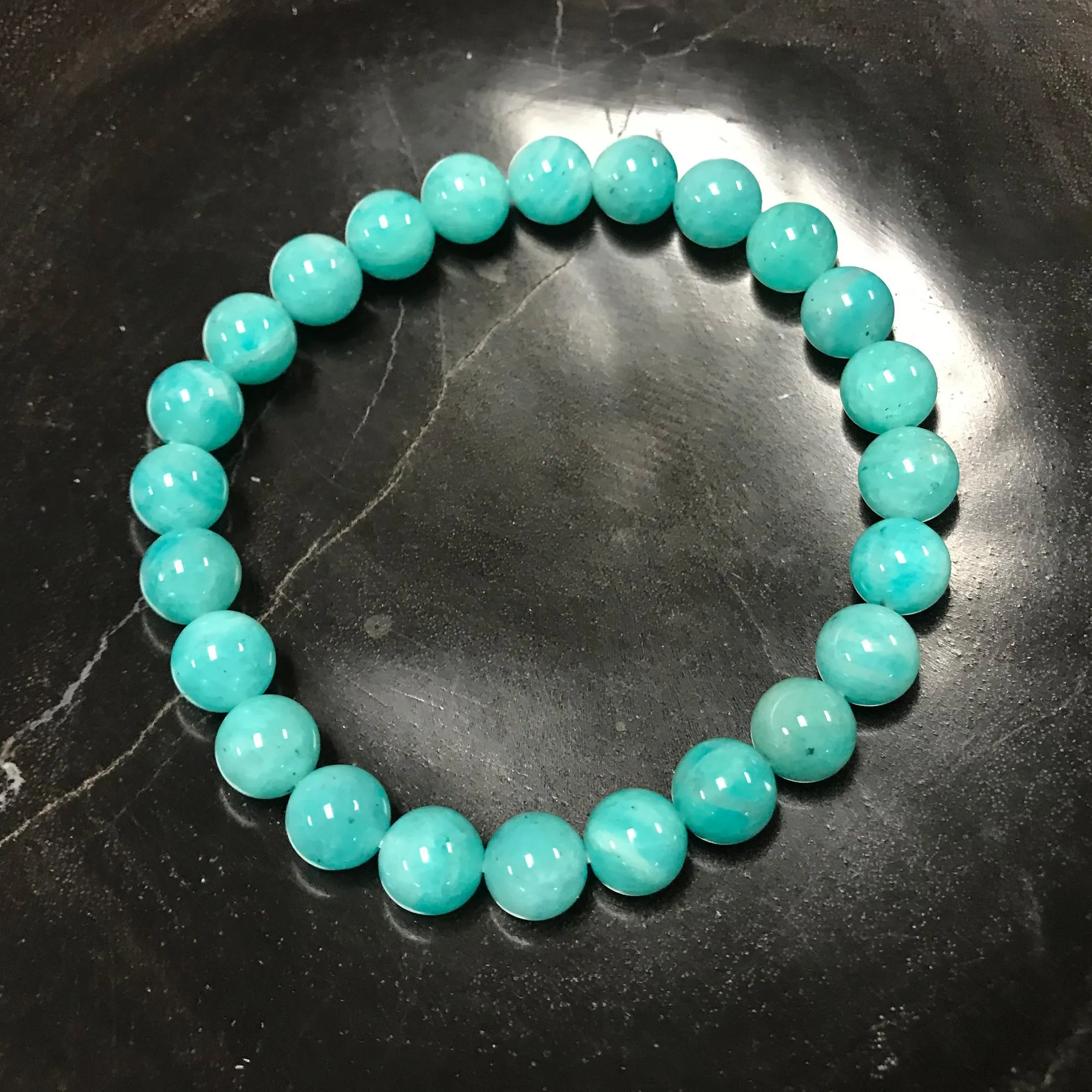 8mm Blue Amazonite Gemstone Unisex Stretch Bracelet