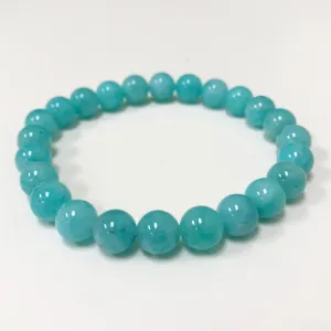 8mm Blue Amazonite Gemstone Unisex Stretch Bracelet
