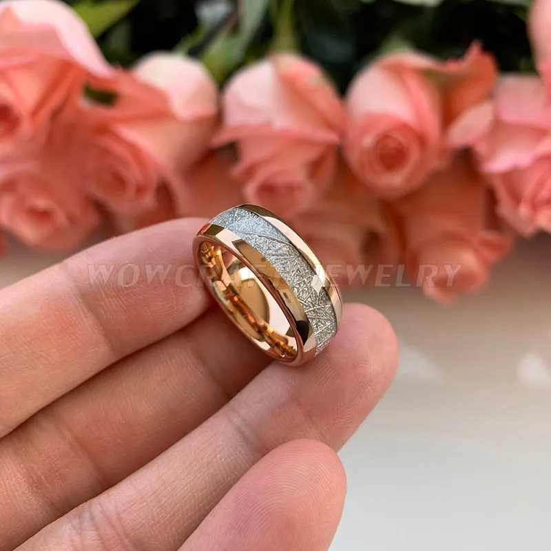 8mm Rose Gold Tungsten Carbide Ring for Men Women Wedding Bands Rings