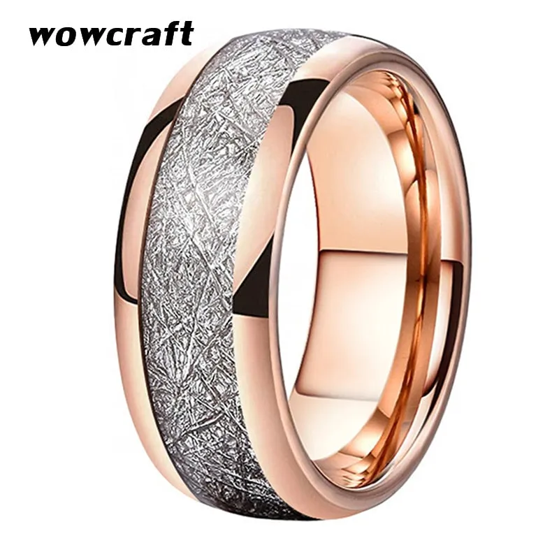 8mm Rose Gold Tungsten Carbide Ring for Men Women Wedding Bands Rings