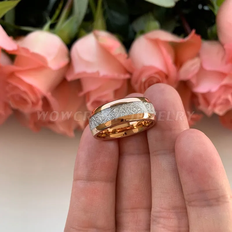 8mm Rose Gold Tungsten Carbide Ring for Men Women Wedding Bands Rings
