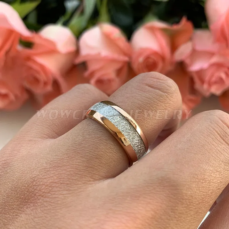 8mm Rose Gold Tungsten Carbide Ring for Men Women Wedding Bands Rings