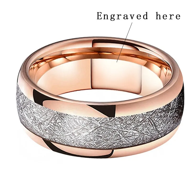 8mm Rose Gold Tungsten Carbide Ring for Men Women Wedding Bands Rings