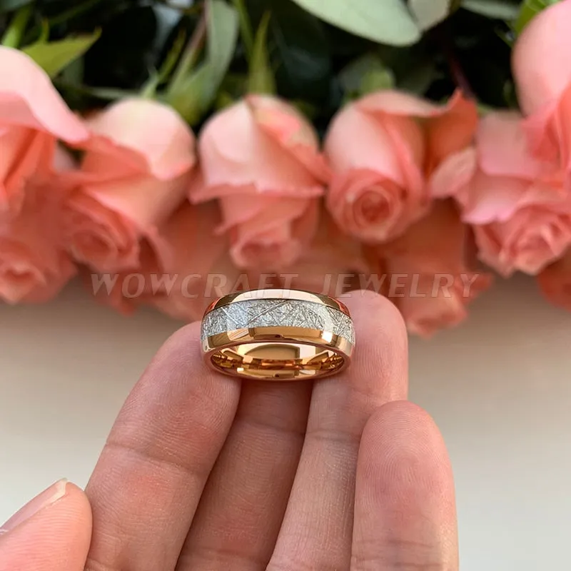 8mm Rose Gold Tungsten Carbide Ring for Men Women Wedding Bands Rings