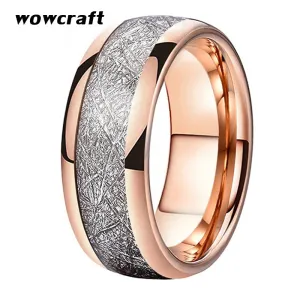 8mm Rose Gold Tungsten Carbide Ring for Men Women Wedding Bands Rings