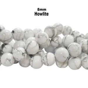 8mm size Howlite beads natural gemstone beads Per line about 15 inches long