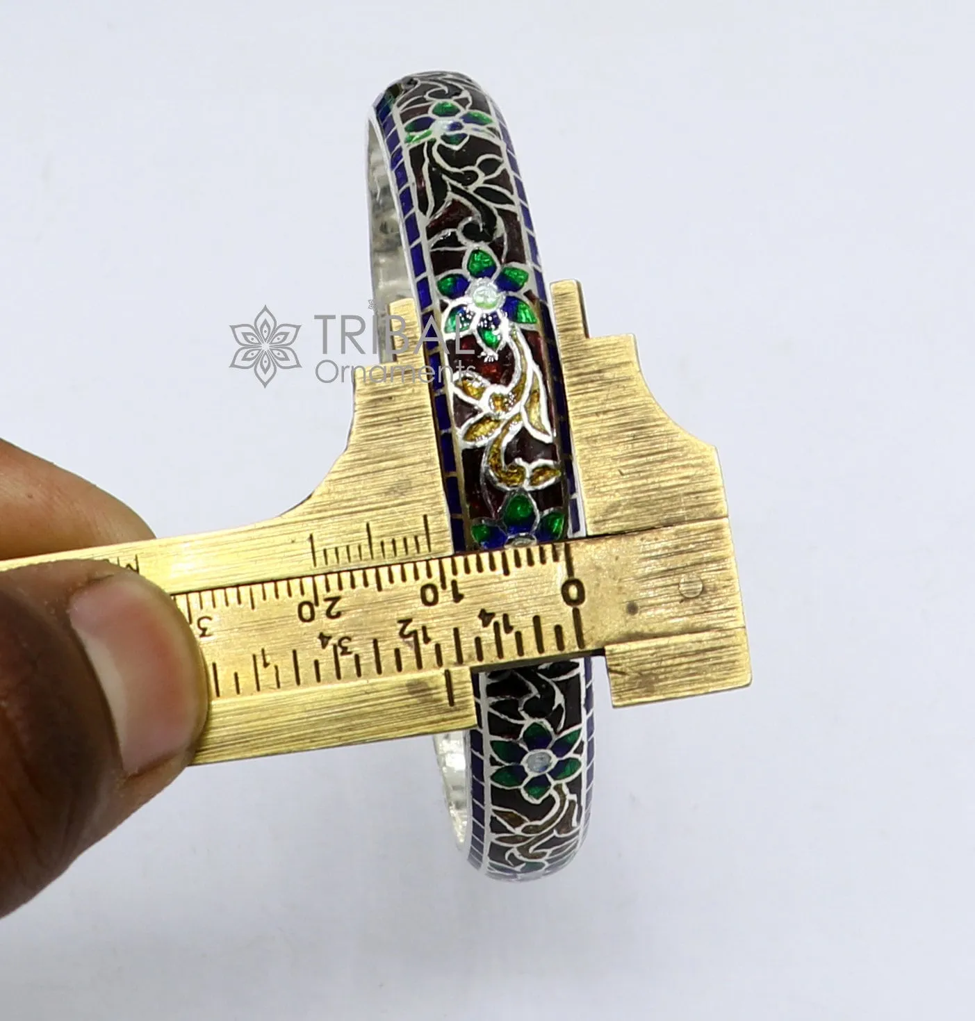 925 Sterling silver handmade amazing meenakari (color enamel )bangle bracelet floral design Cultral trendy style jewelry from india nba358
