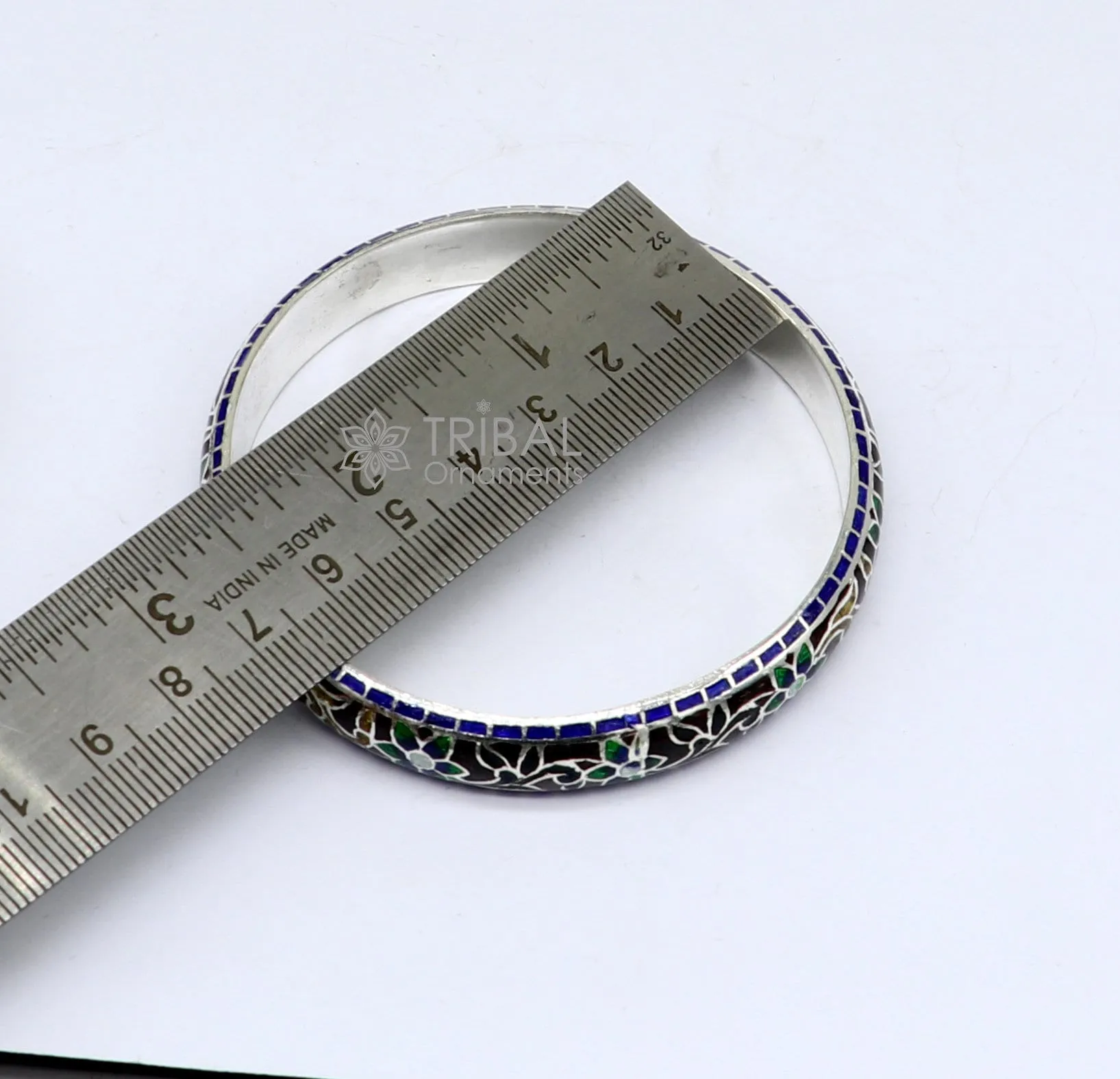 925 Sterling silver handmade amazing meenakari (color enamel )bangle bracelet floral design Cultral trendy style jewelry from india nba358