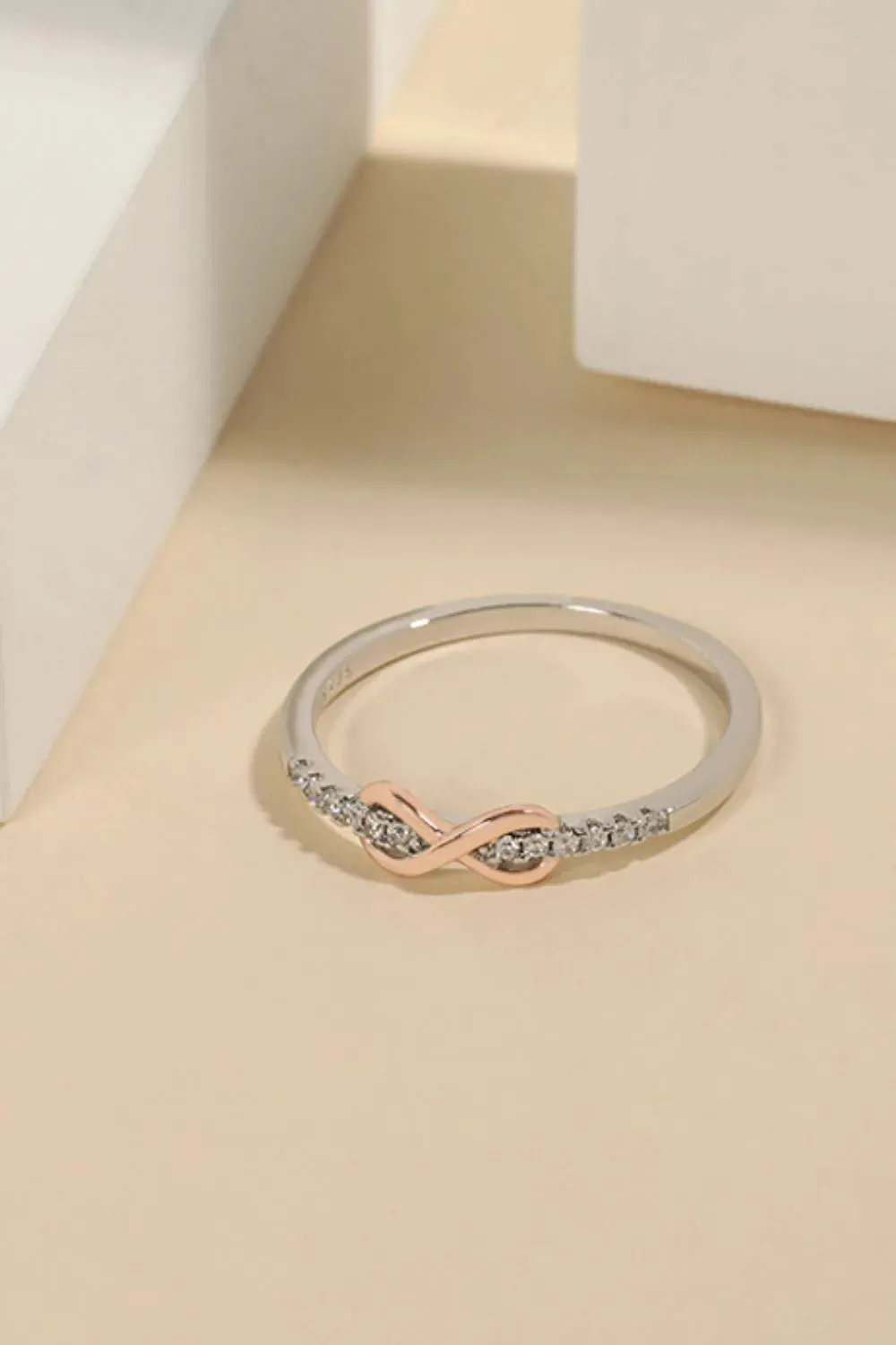 925 Sterling Silver Inlaid Zircon Infinity Symbol Ring