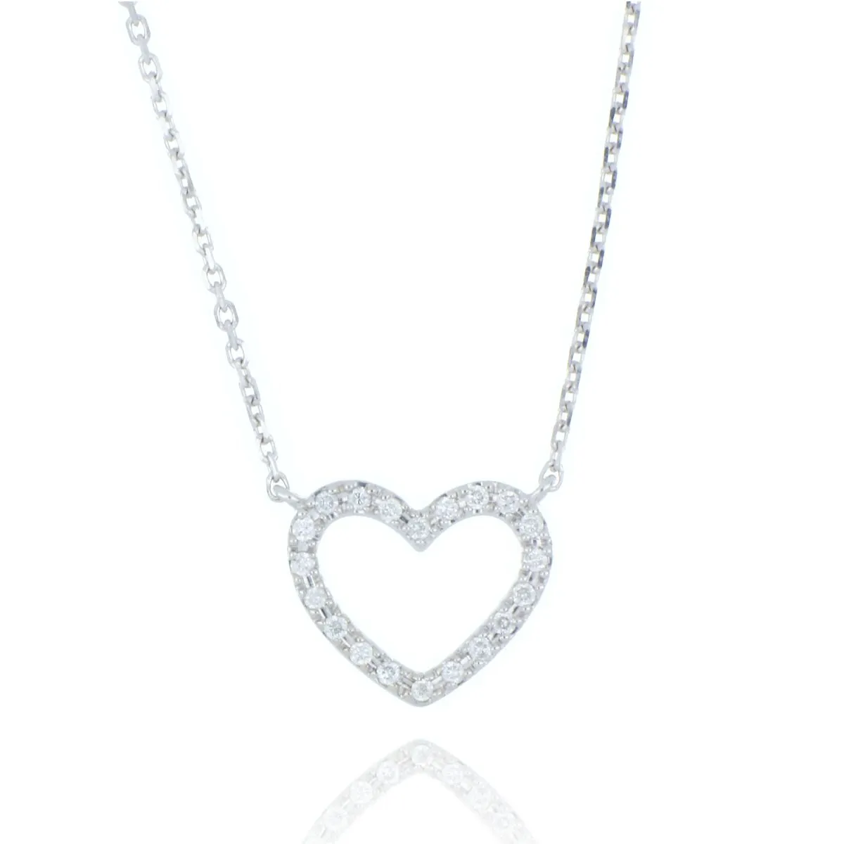 9ct White Gold 0.06ct Diamond Heart Necklace