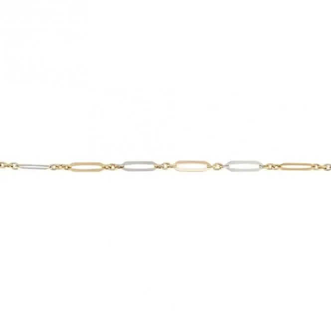 9ct Yellow and White Gold Elongated Link Bracelet GB512