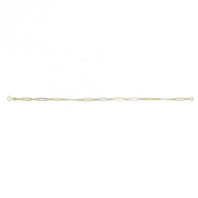 9ct Yellow and White Gold Elongated Link Bracelet GB512