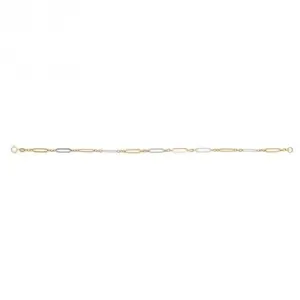 9ct Yellow and White Gold Elongated Link Bracelet GB512
