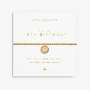 A Little 40th Birthday Gold Plated 17.5cm Stretch Bracelet 6990