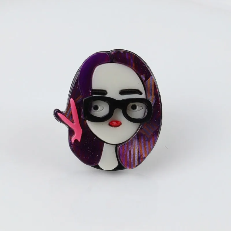 Adjustable Lovely Chic Lady Icons Acrylic Rings