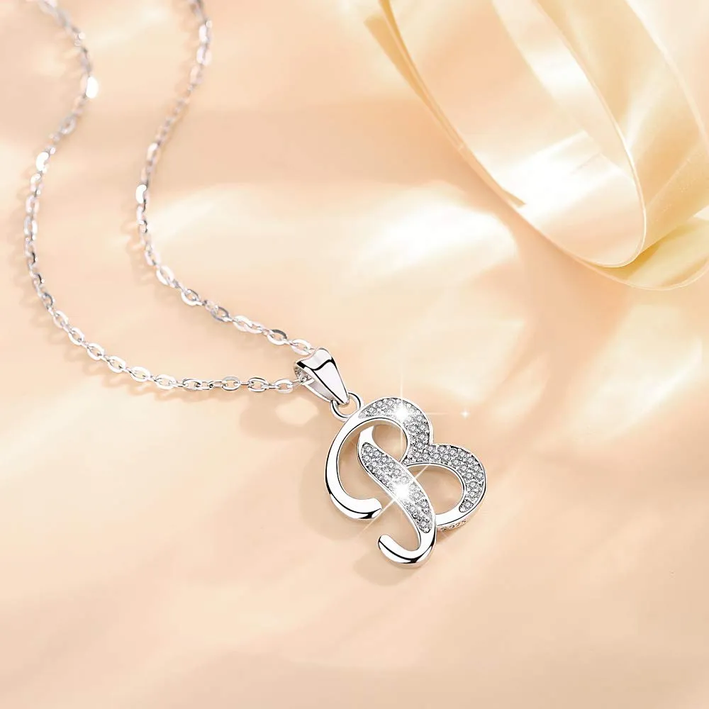 AEONSLOVE Sterling Silver Initial Necklaces for Women, 26 Letters Alphabet Personalized Charm Pendant Necklace with CZ with 18" Chain, Valentines Day Jewelry Gifts for Women Girls Mom B