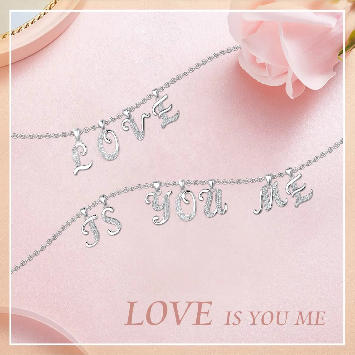AEONSLOVE Sterling Silver Initial Necklaces for Women, 26 Letters Alphabet Personalized Charm Pendant Necklace with CZ with 18" Chain, Valentines Day Jewelry Gifts for Women Girls Mom B