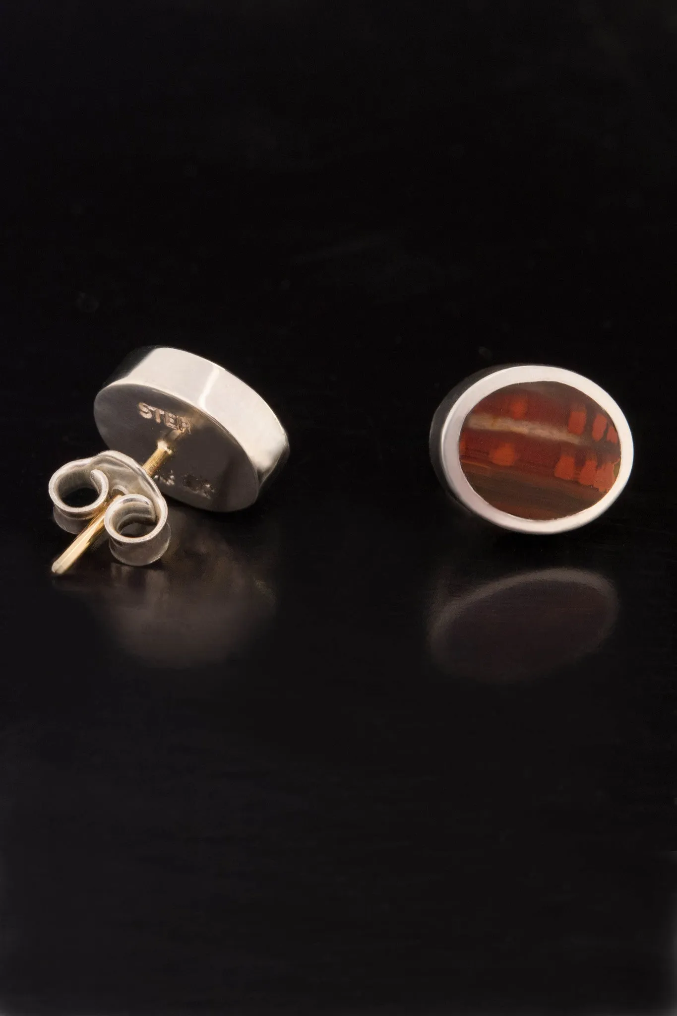Agate and Sterling Silver Stud Earrings