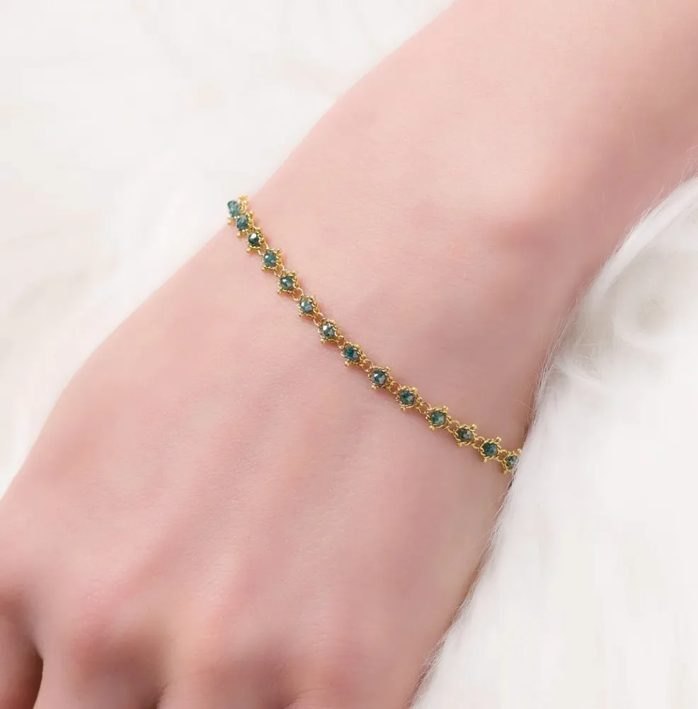 Amali Textile Bracelet Blue Diamonds