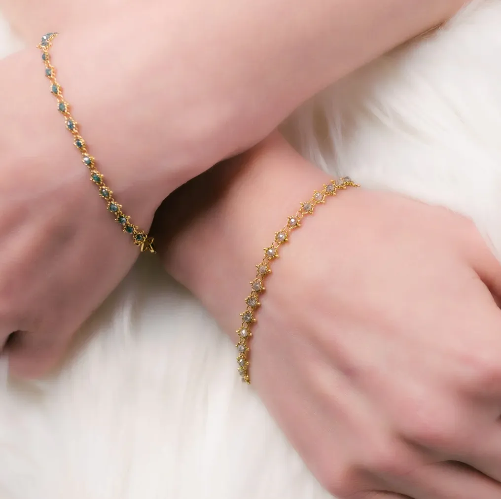 Amali Textile Bracelet Blue Diamonds