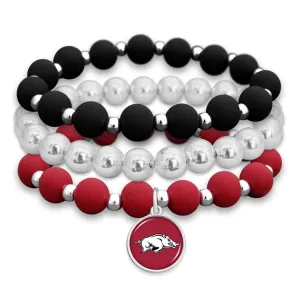 Arkansas Razorbacks Amanda Stack Silicone Bracelet Set