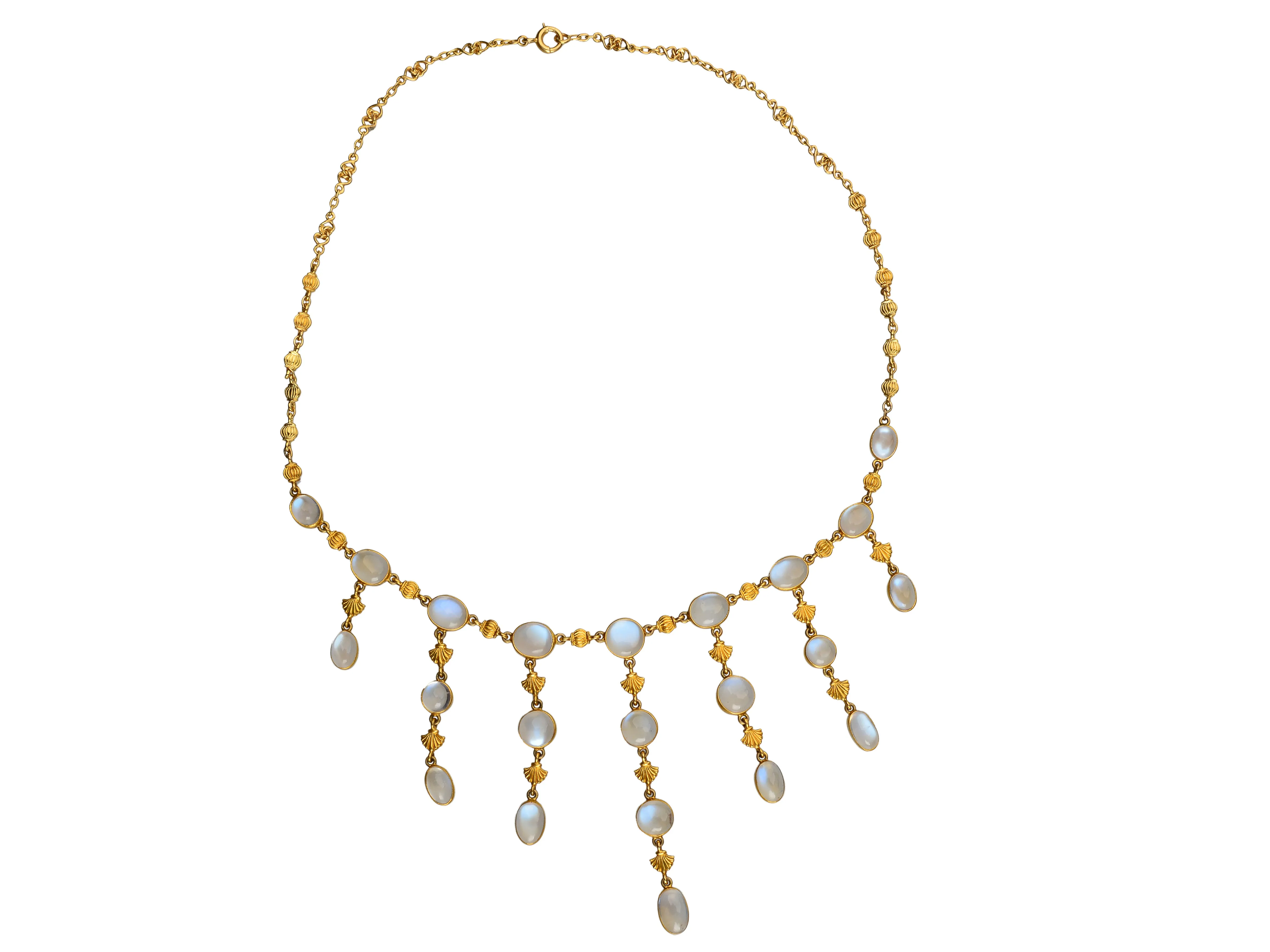 Art Nouveau Blue Moonstone Fringe Necklace