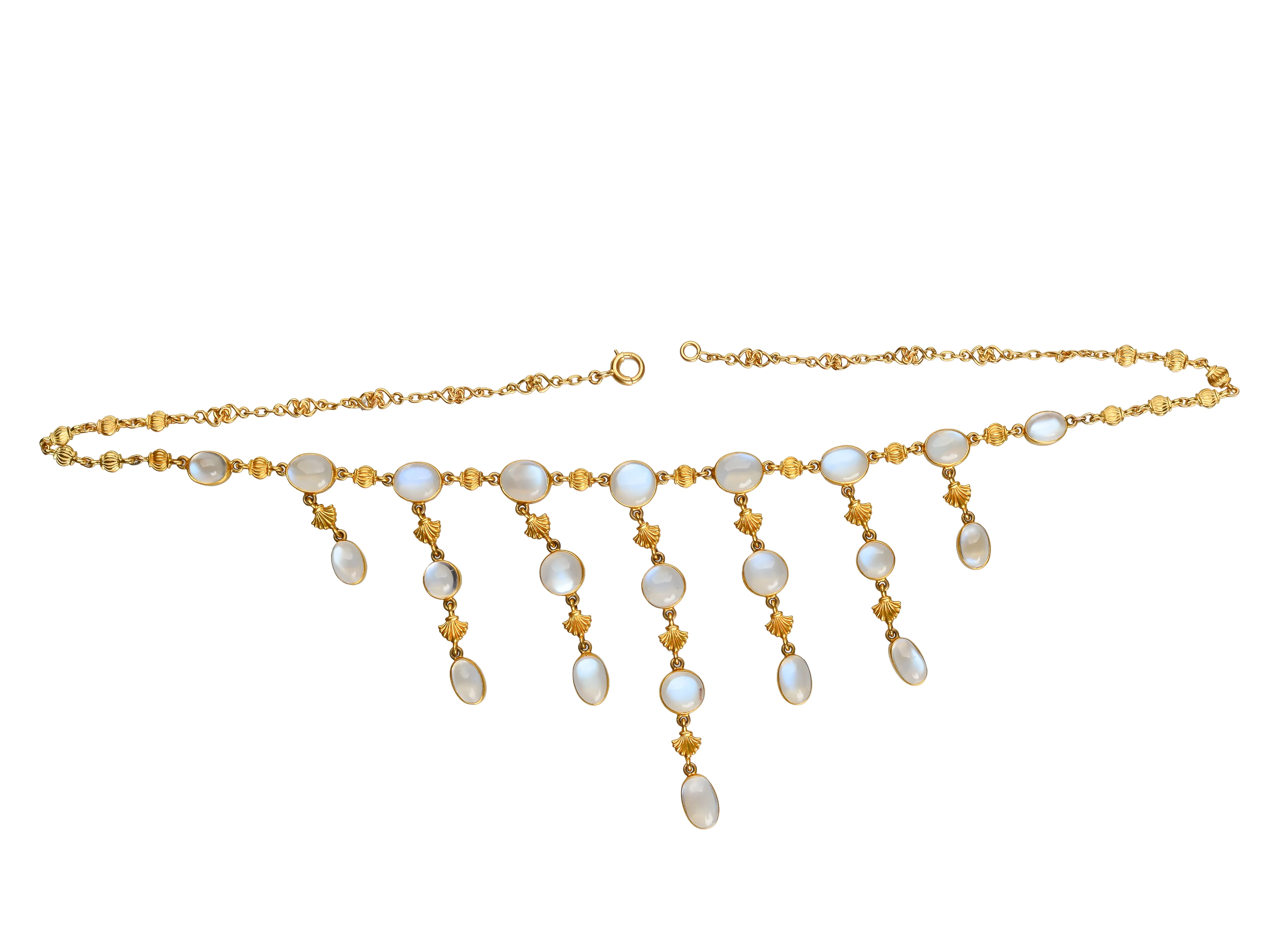 Art Nouveau Blue Moonstone Fringe Necklace