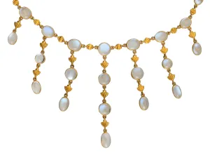Art Nouveau Blue Moonstone Fringe Necklace