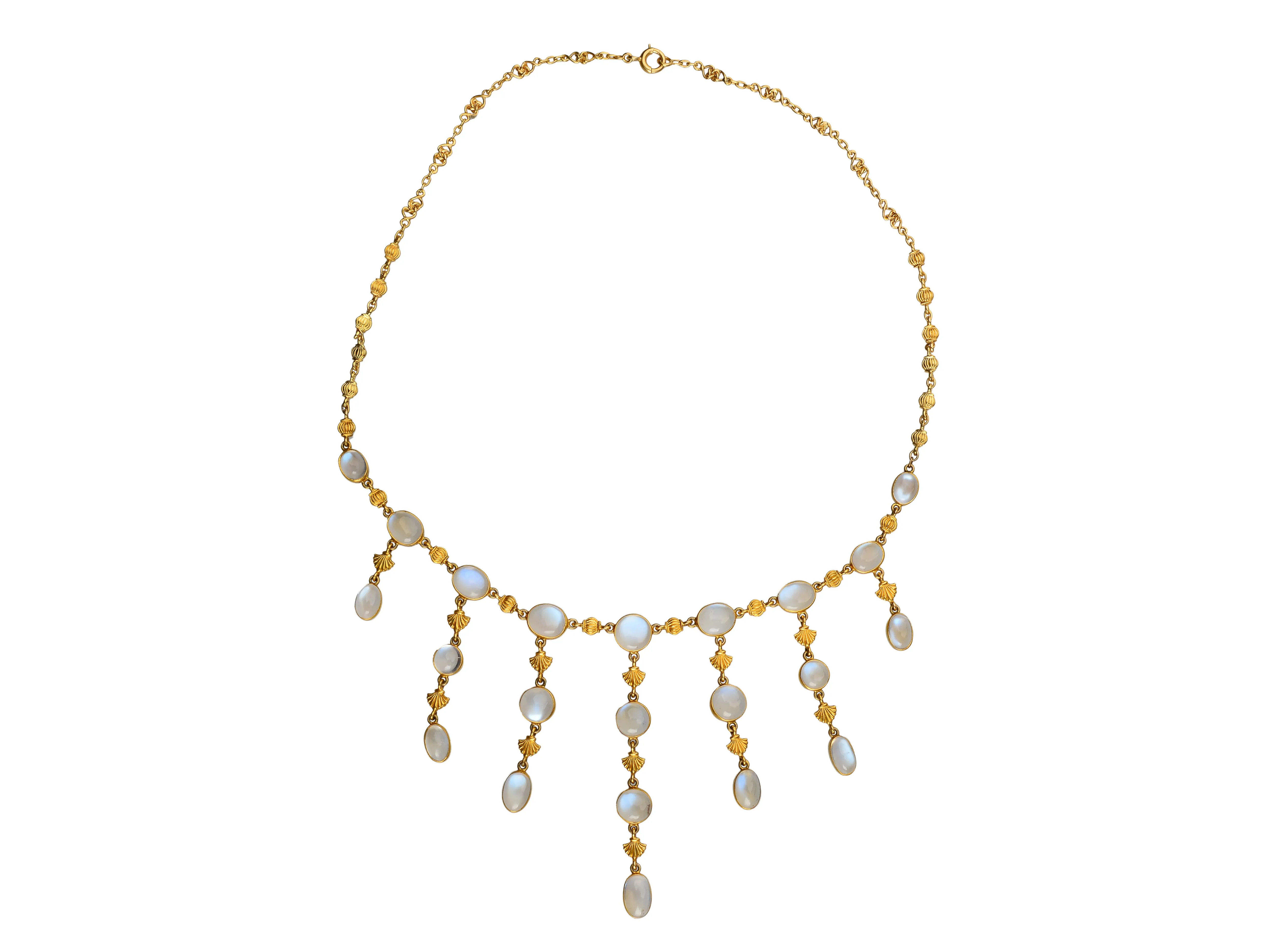 Art Nouveau Blue Moonstone Fringe Necklace