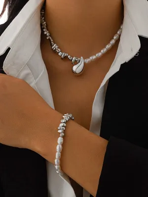 Asymmetric Beaded Geometric Bracelet Accessories   Dainty Necklaces Accessories Two Pieces
