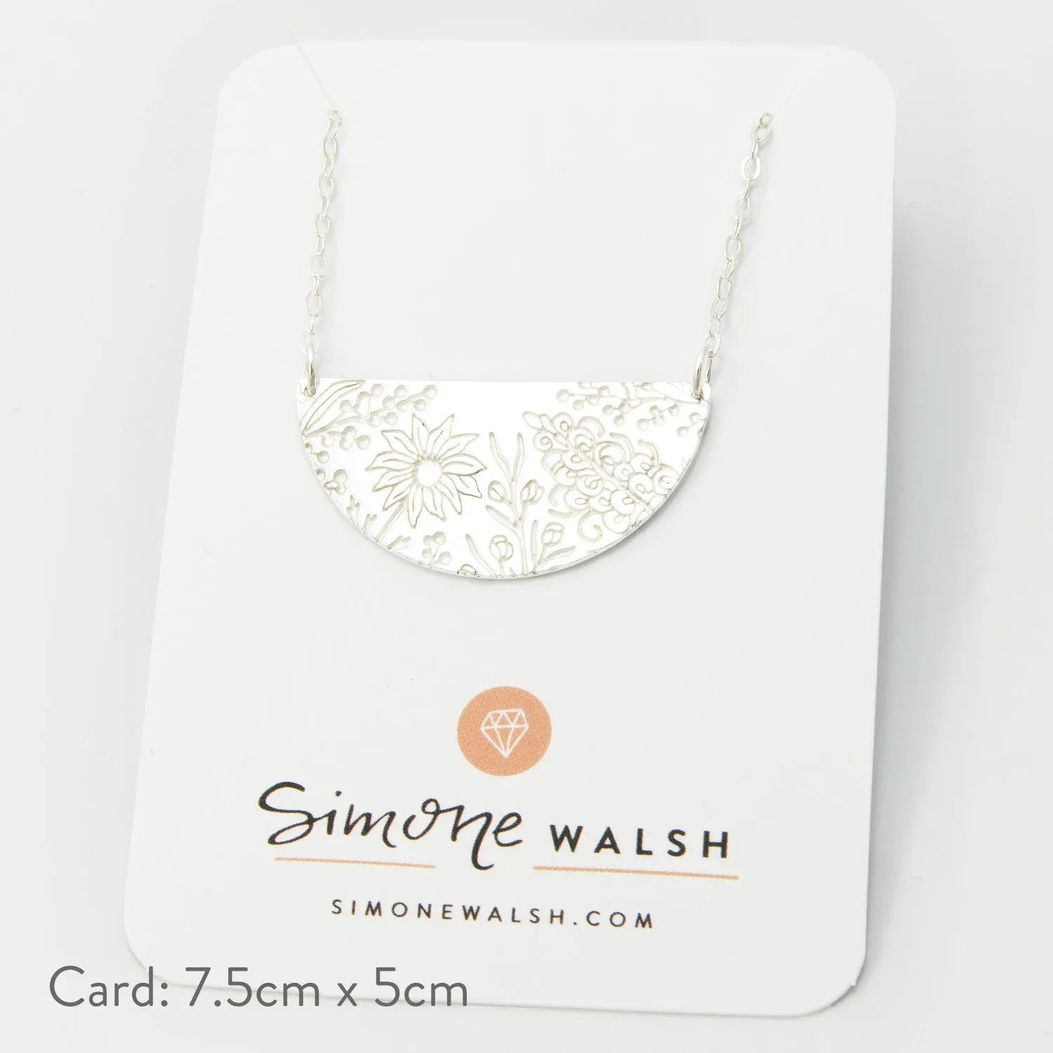 Australian Flora Pattern Silver Necklace: Flannel Flower