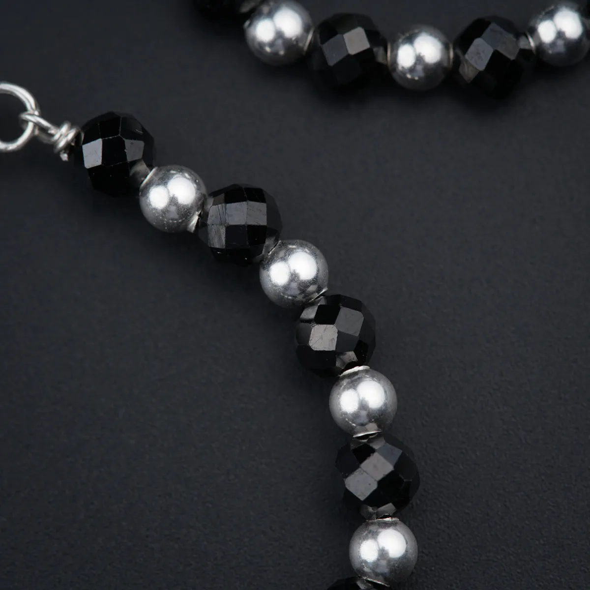 Baby Bracelet with Silver Beads and Black Spinal